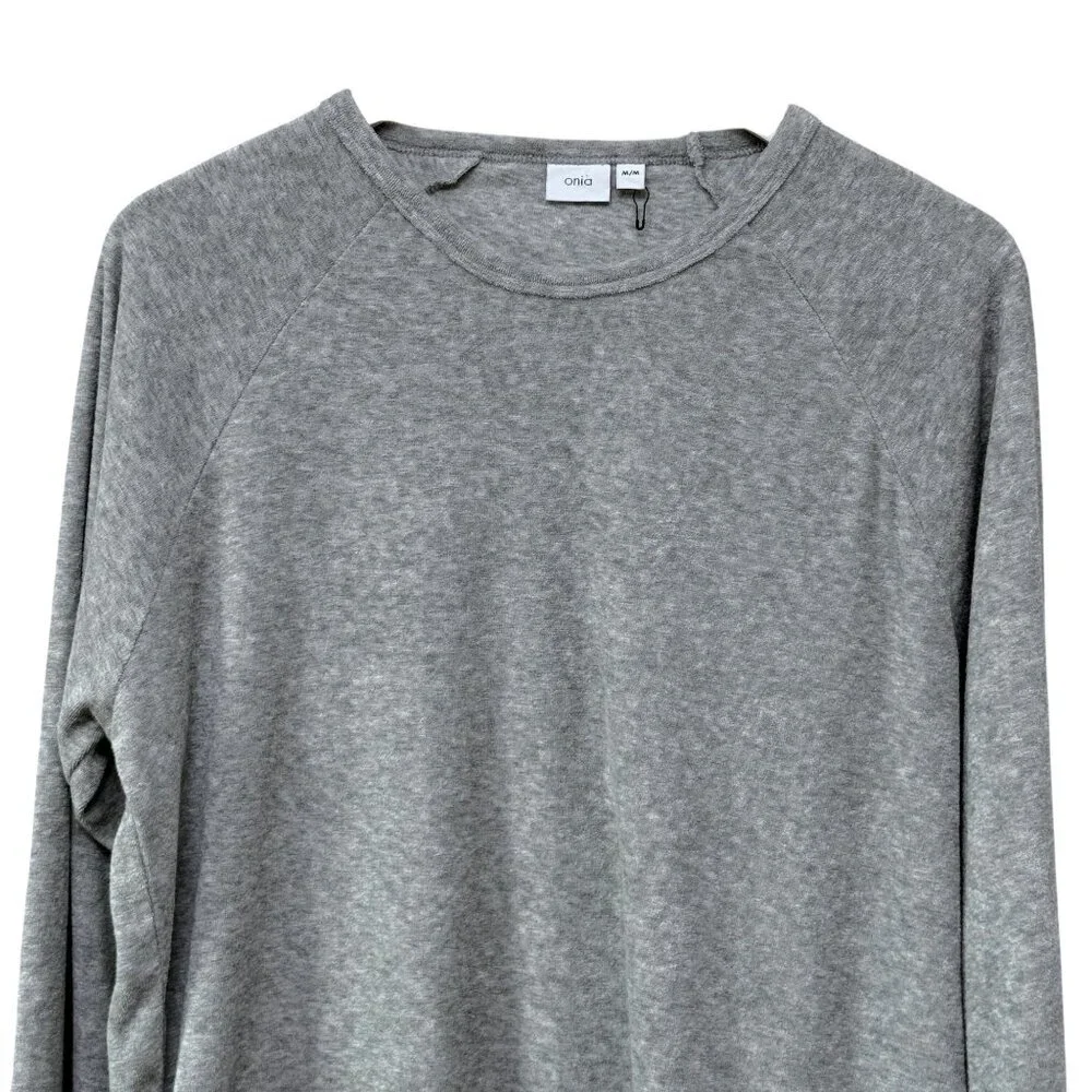 Onia Gray Terry Pullover Medium Gray Long-Sleeve Casual Sweatshirt